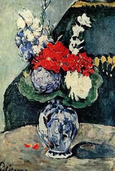 Paul Cezanne Stilleben, Delfter Vase mit Blumen oil painting image
